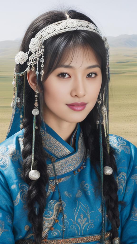 蒙古服装草原美女